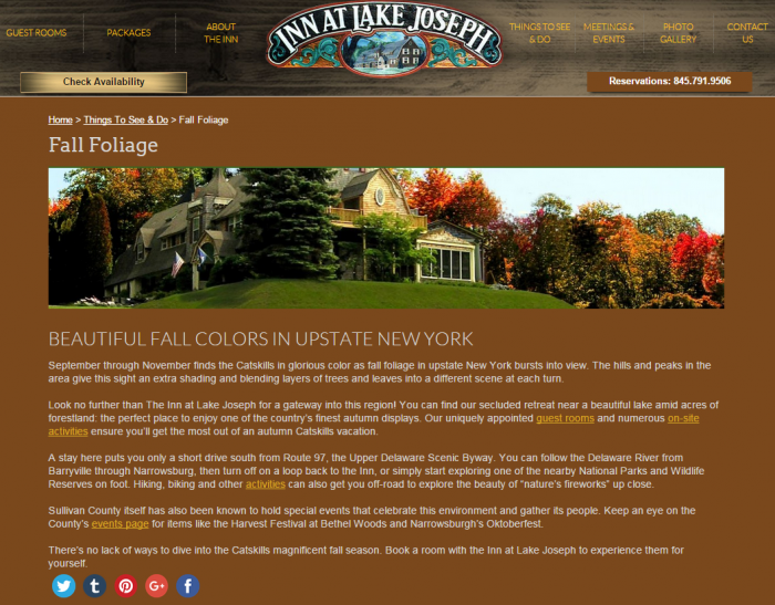 Inn at Lake Joseph Fall Foliage 