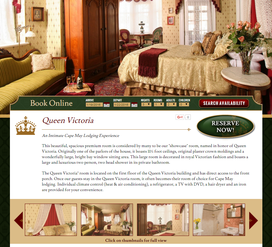 Example room detail page