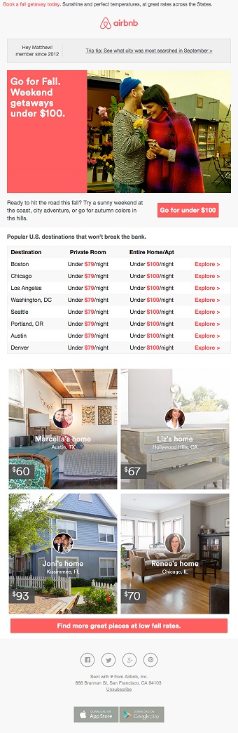Airbnb fall offer email