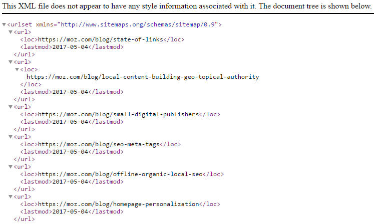 image of screenshot of XML file