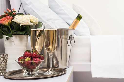 Champagne and flowers