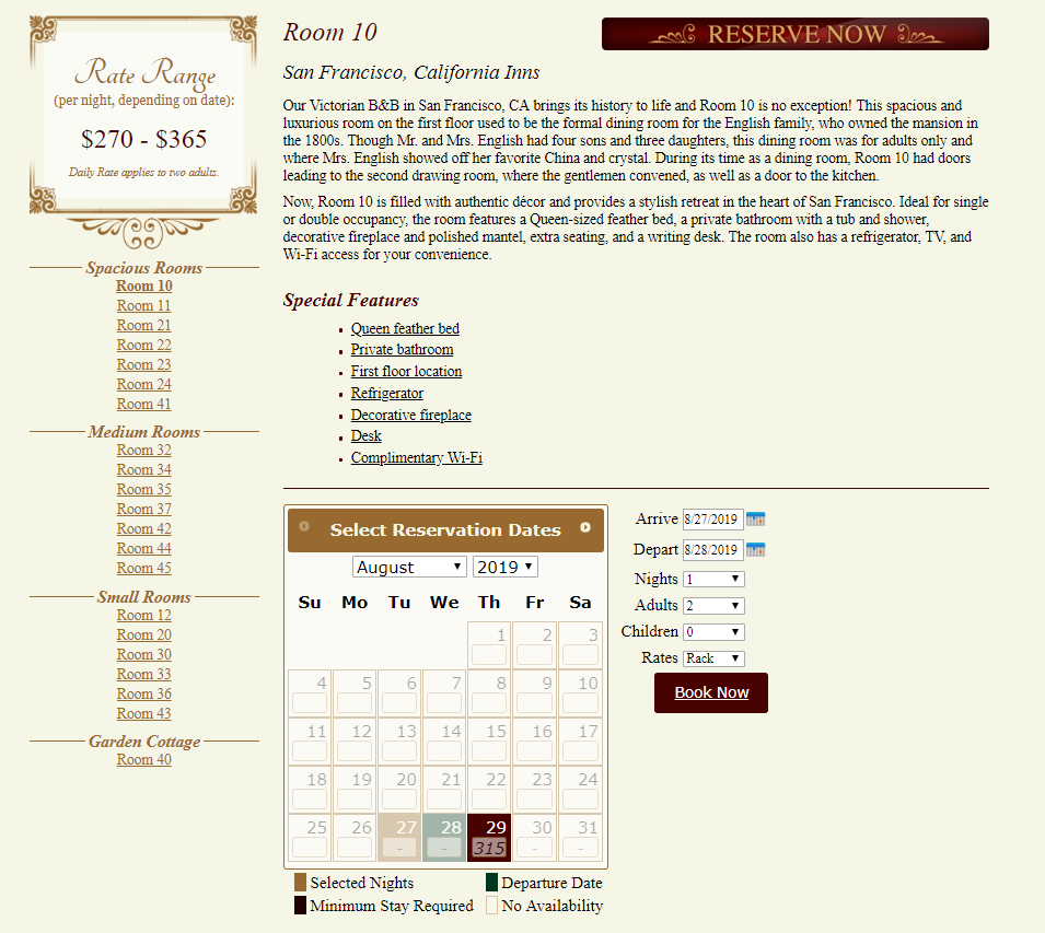 image of Inn San Francisco room detail page