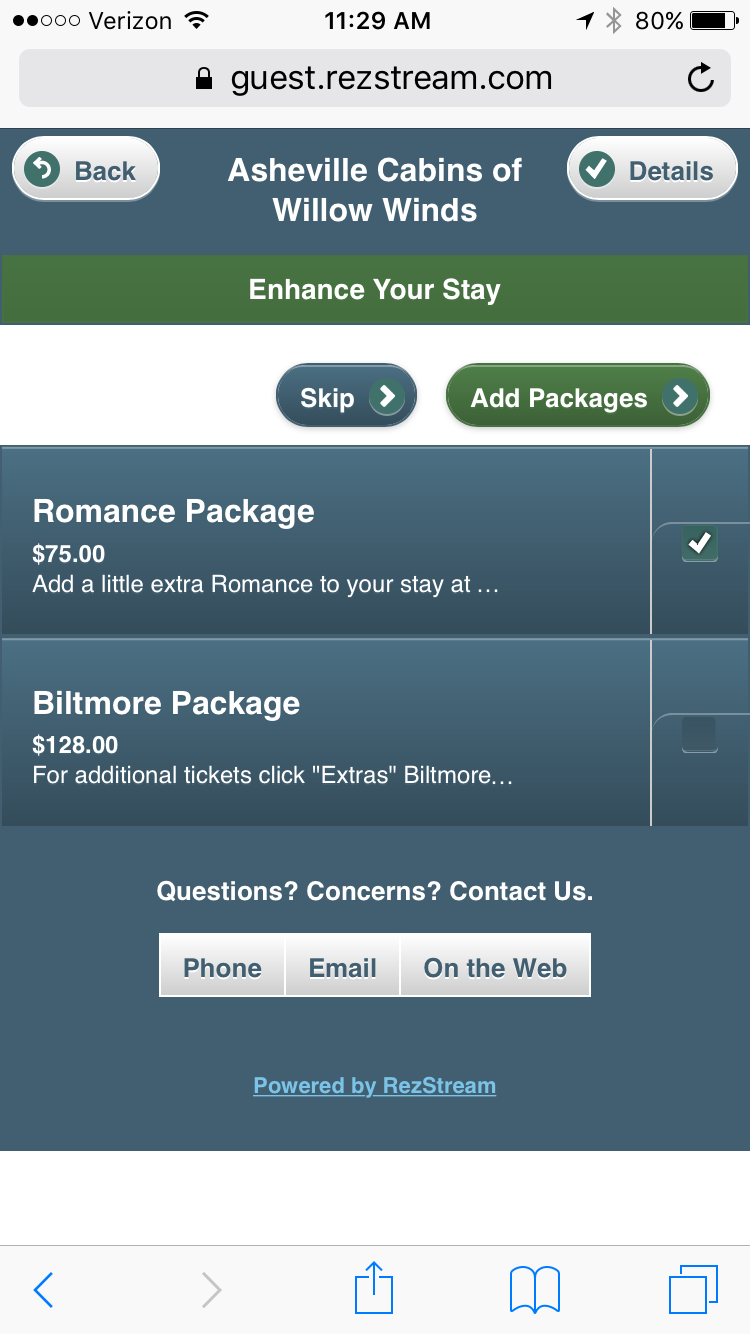 mobile booking engine with RezStream Cloud