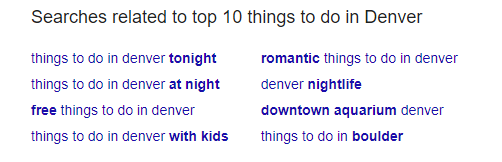 related search results in Google