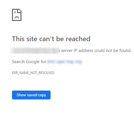 image of screenshot of this sit can't be reached