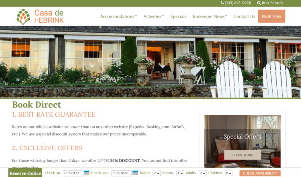 book direct page screenshot