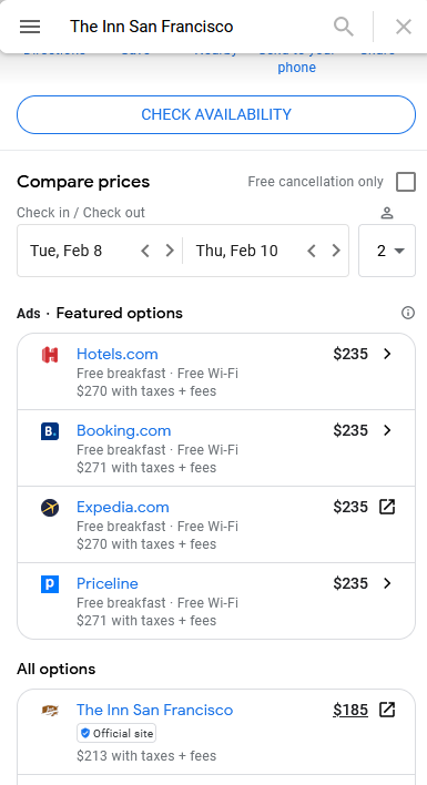 Google Hotel Ads mobile