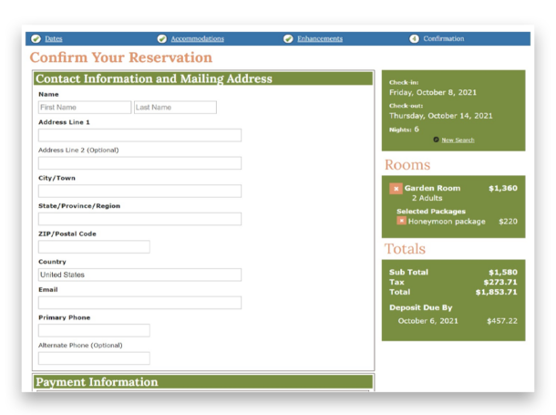 rezstream booking form 