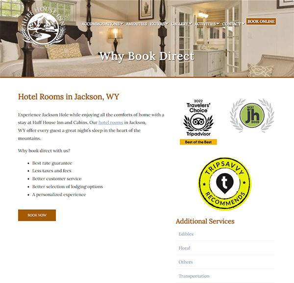 Direct Booking Benefits Page Example 3