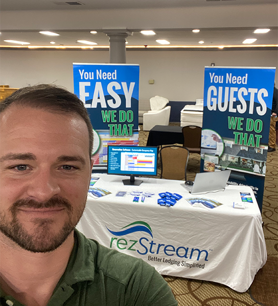 Picture of Jess Hinton and the rezStream booth at the 2024 BALA Expo