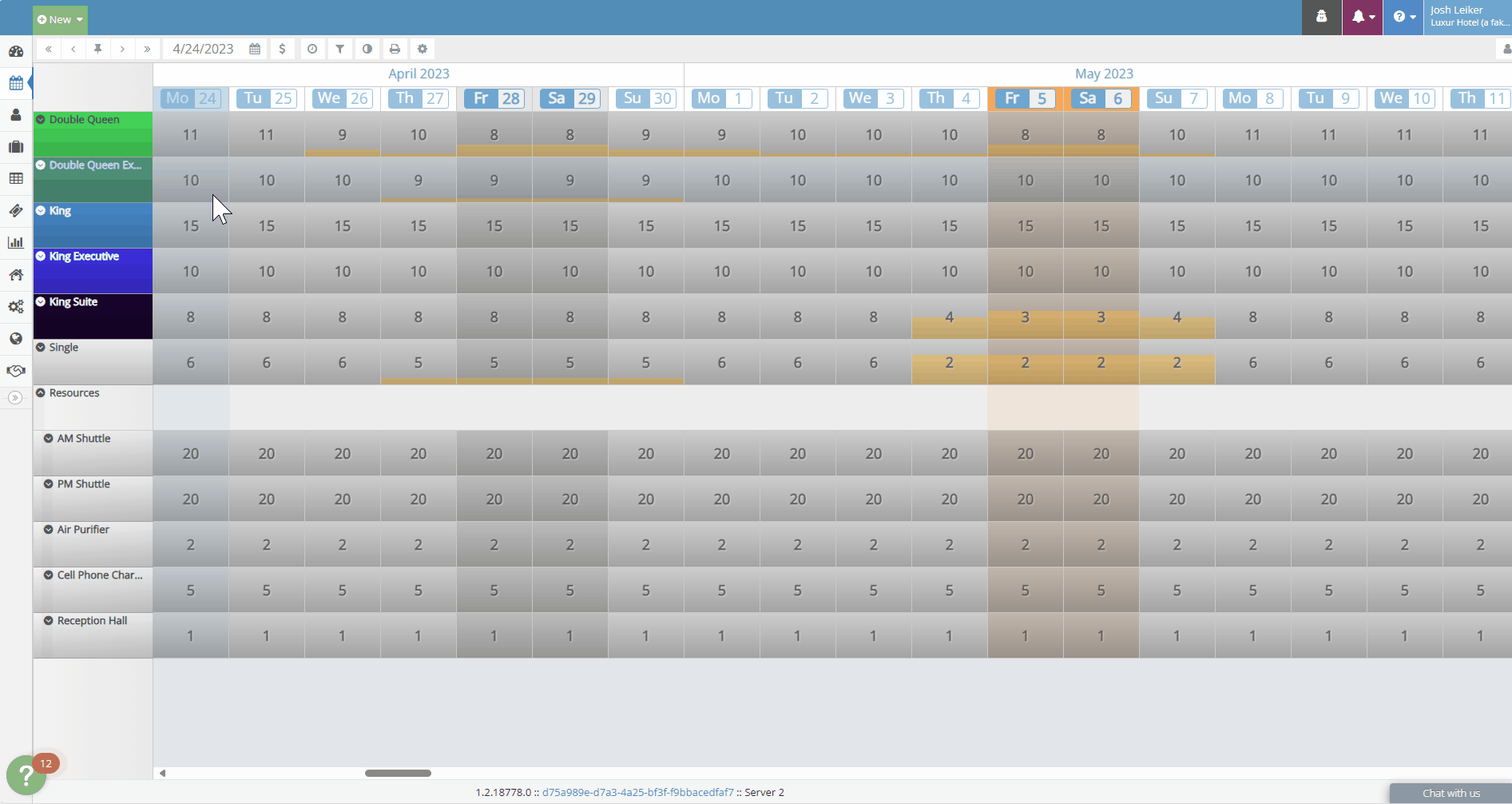 Animated .gif of the rezStream tape chart in "book by type" mode.