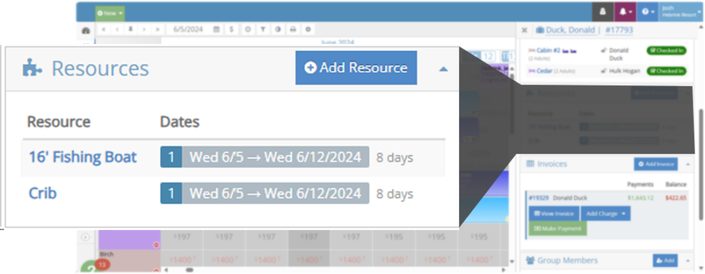 Screenshot of the rezStream tape chart highlighting the 