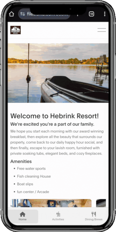 Example of resort guidebook sent to a guest via SMS.