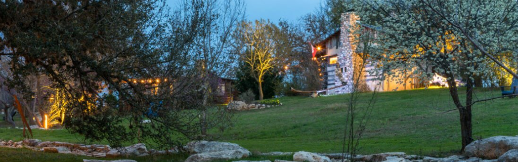 Exterior shot of a cabin at Barons Creekside